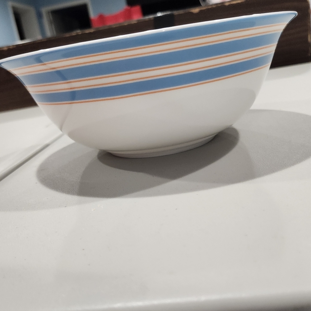 kate spade Blue and Orange Striped Bowl